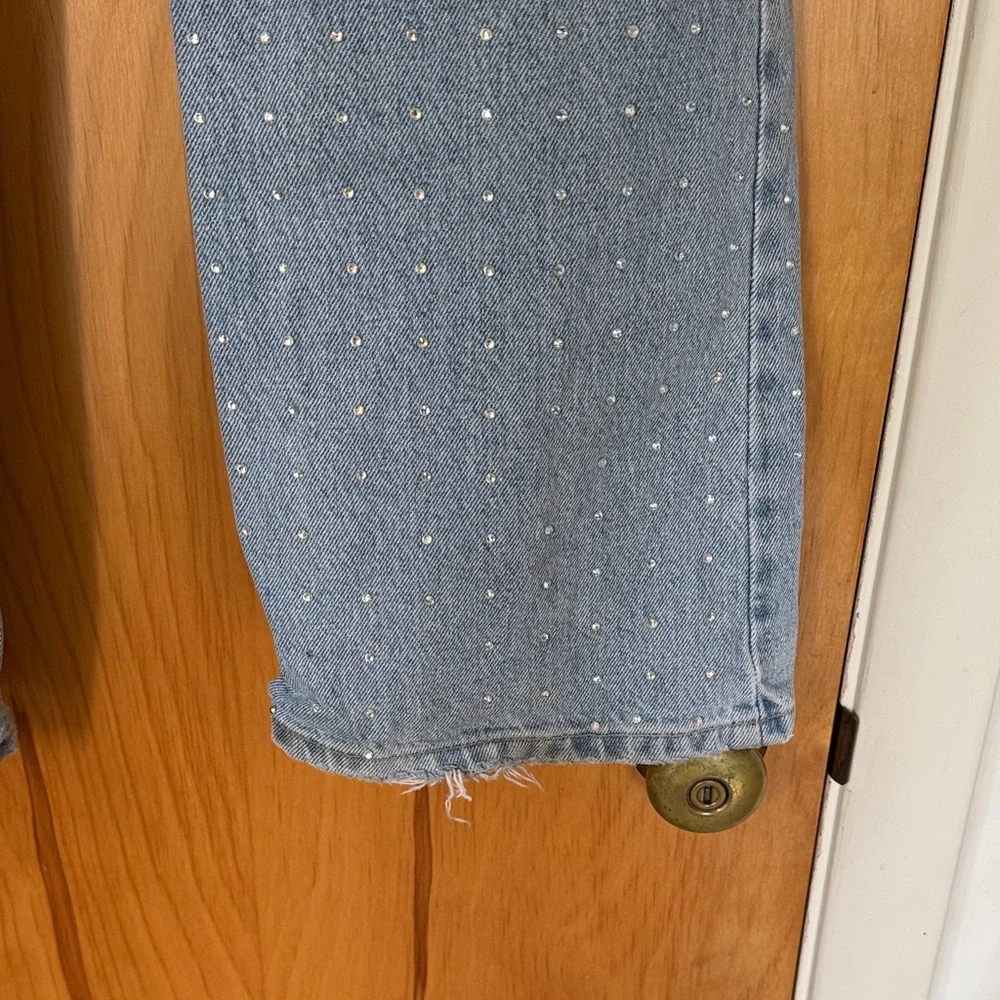 Zara Light Blue Flare Jeans with Studded Accents - Picture 9 of 12